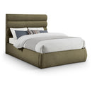 Color_Olive  Size_Full  -- Adam Olive Boucle Fabric Upholstered Full Bed IMAGE 1
