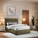  Color_Olive  Size_Full  -- Adam Olive Boucle Fabric Upholstered Full Bed IMAGE 2