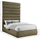 Meridian Adam Olive Boucle Fabric Full Bed IMAGE 9