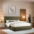  Color_Olive  Size_King  -- Adam Olive Boucle Fabric Upholstered King Bed IMAGE 2