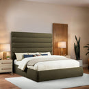  Color_Olive  Size_King  -- Adam Olive Boucle Fabric Upholstered King Bed IMAGE 2