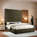  Color_Olive  Size_King  -- Adam Olive Boucle Fabric Upholstered King Bed IMAGE 2