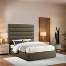  Color_Olive  Size_Queen  -- Adam Olive Boucle Fabric Upholstered Queen Bed IMAGE 2