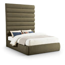  Color_Olive  Size_Queen  -- Adam Olive Boucle Fabric Upholstered Queen Bed IMAGE 1
