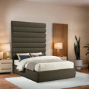  Color_Olive  Size_Queen  -- Adam Olive Boucle Fabric Upholstered Queen Bed IMAGE 2