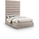 Meridian Adam Beige Chenille Fabric Full Bed IMAGE 1