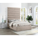 Meridian Adam Beige Chenille Fabric Full Bed IMAGE 2
