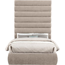 Meridian Adam Beige Chenille Fabric Full Bed IMAGE 3
