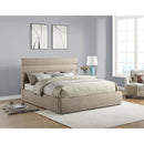  Color_Beige  Size_King  -- Adam Beige Chenille Fabric Upholstered King Bed IMAGE 2