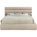  Color_Beige  Size_King  -- Adam Beige Chenille Fabric Upholstered King Bed IMAGE 3