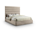  Color_Beige  Size_King  -- Adam Beige Chenille Fabric Upholstered King Bed IMAGE 1