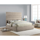  Color_Beige  Size_King  -- Adam Beige Chenille Fabric Upholstered King Bed IMAGE 2