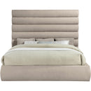  Color_Beige  Size_King  -- Adam Beige Chenille Fabric Upholstered King Bed IMAGE 3