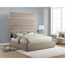  Color_Beige  Size_King  -- Adam Beige Chenille Fabric Upholstered King Bed IMAGE 2