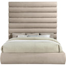  Color_Beige  Size_King  -- Adam Beige Chenille Fabric Upholstered King Bed IMAGE 3