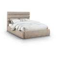  Color_Beige Size_Queen -- Adam Beige Chenille Fabric Upholstered Queen Bed IMAGE 1