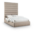  Color_Beige Size_Queen -- Adam Beige Chenille Fabric Upholstered Queen Bed IMAGE 1