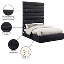 Meridian Adam Black Chenille Fabric Full Bed IMAGE 10