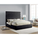  Color_Black  Size_King  -- Adam Black Chenille Fabric Upholstered King Bed IMAGE 2