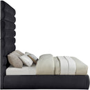  Color_Black  Size_King  -- Adam Black Chenille Fabric Upholstered King Bed IMAGE 4