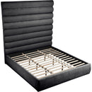  Color_Black  Size_King  -- Adam Black Chenille Fabric Upholstered King Bed IMAGE 7