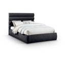 Meridian Adam Black Chenille Fabric Queen Bed IMAGE 1