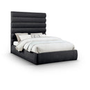 Meridian Adam Black Chenille Fabric Queen Bed IMAGE 1