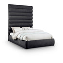  Color_Black  Size_Queen  -- Adam Black Chenille Fabric Upholstered Queen Bed IMAGE 1
