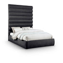 Meridian Adam Black Chenille Fabric Queen Bed IMAGE 1