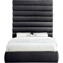  Color_Black  Size_Queen  -- Adam Black Chenille Fabric Upholstered Queen Bed IMAGE 3