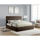 Color_Brown  Size_King  -- Adam Brown Chenille Fabric Upholstered King Bed IMAGE 2