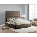  Color_Brown  Size_King  -- Adam Brown Chenille Fabric Upholstered King Bed IMAGE 2
