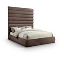  Color_Brown  Size_King  -- Adam Brown Chenille Fabric Upholstered King Bed IMAGE 1