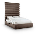  Color_Brown  Size_Queen  -- Adam Brown Chenille Fabric Upholstered Queen Bed IMAGE 1