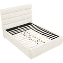 Meridian Adam Cream Chenille Fabric Full Bed IMAGE 7