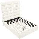  Color_Cream  Size_Full  -- Adam Cream Chenille Fabric Upholstered Full Bed IMAGE 7