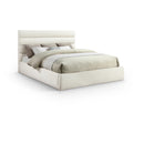  Color_Cream  Size_King  -- Adam Cream Chenille Fabric Upholstered King Bed IMAGE 1