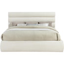  Color_Cream  Size_King  -- Adam Cream Chenille Fabric Upholstered King Bed IMAGE 3