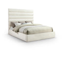  Color_Cream  Size_King  -- Adam Cream Chenille Fabric Upholstered King Bed IMAGE 1