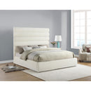  Color_Cream  Size_King  -- Adam Cream Chenille Fabric Upholstered King Bed IMAGE 2