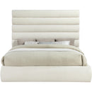  Color_Cream  Size_King  -- Adam Cream Chenille Fabric Upholstered King Bed IMAGE 3