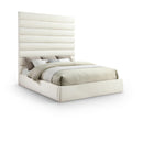  Color_Cream  Size_King  -- Adam Cream Chenille Fabric Upholstered King Bed IMAGE 1