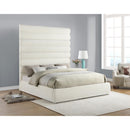  Color_Cream  Size_King  -- Adam Cream Chenille Fabric Upholstered King Bed IMAGE 2