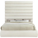  Color_Cream  Size_King  -- Adam Cream Chenille Fabric Upholstered King Bed IMAGE 3