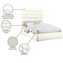  Color_Cream  Size_Queen  -- Adam Cream Chenille Fabric Upholstered Queen Bed IMAGE 10