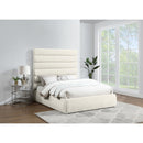  Color_Cream  Size_Queen  -- Adam Cream Chenille Fabric Upholstered Queen Bed IMAGE 2