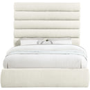 Meridian Adam Cream Chenille Fabric Queen Bed IMAGE 3