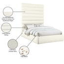  Color_Cream  Size_Queen  -- Adam Cream Chenille Fabric Upholstered Queen Bed IMAGE 10