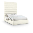 Meridian Adam Cream Chenille Fabric Queen Bed IMAGE 1