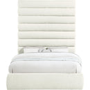 Meridian Adam Cream Chenille Fabric Queen Bed IMAGE 3